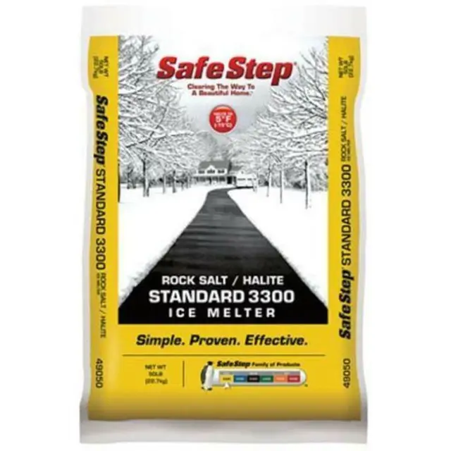 Safe Step 49050 Poly Bag Rock Salt with Halite 3300 Ice Melter- 50