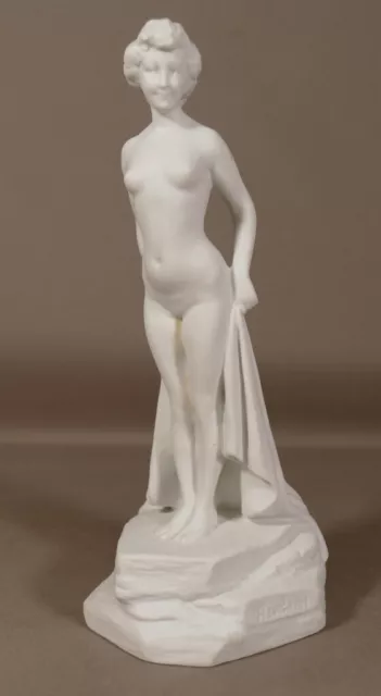 Joe Descomps Et Haviland, Jeune Femme Au Bain, Statuette En Biscuit Porcelaine