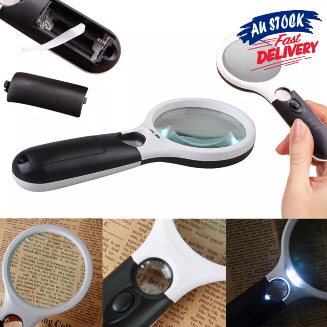 3 LED Light Reading Glass Handheld Magnifier Jewelry Loupe Magnifying