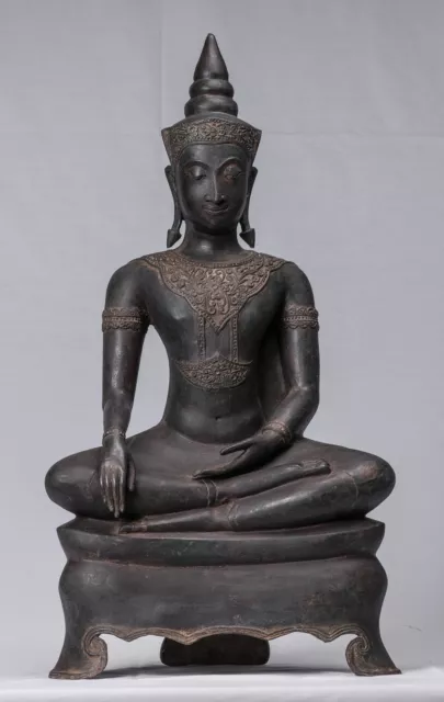 Antique Thai Style Ayutthaya Seated Enlightenment Buddha Statue - 66cm/26"