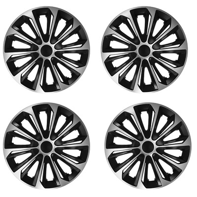 Wheel Trims 14" Hub Caps Spark Plastic Covers Set of 4 Black Specific R14 STRSV