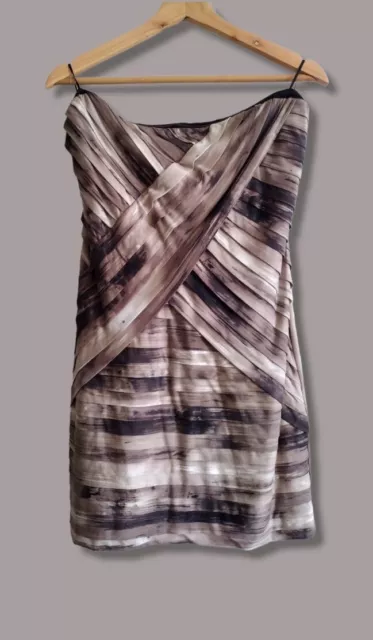 NEW GUESS Jet Black/Multi Strapless Bodycon Mini Dress Size L