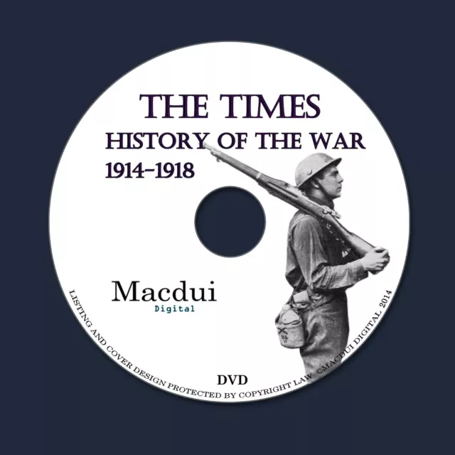 The Times History of the War 1914-1918 WW1 PDF 22 Vintage E-Books 1 DVD World