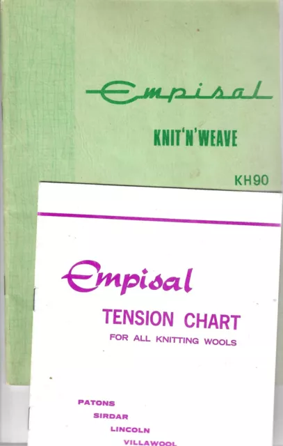 Empisal KR 70 Ribber Manual & Empisal Tension Chart Knitting Machine SC, GC