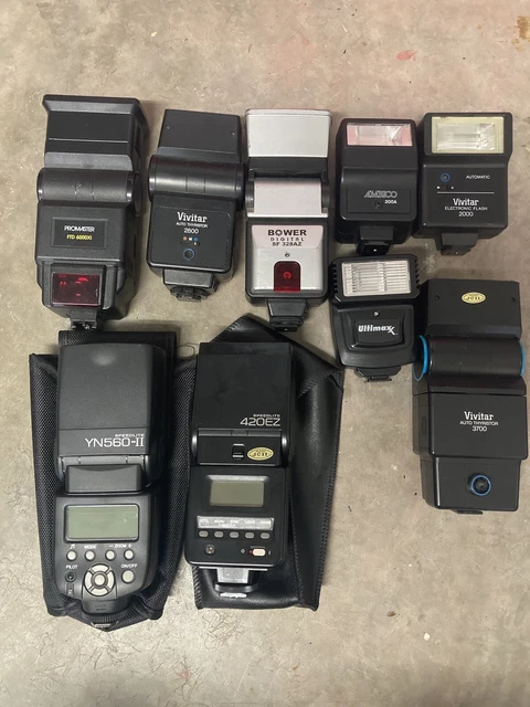 Lot of 9 Camera Flashes Thyristors UNTESTED Canon Vivitar