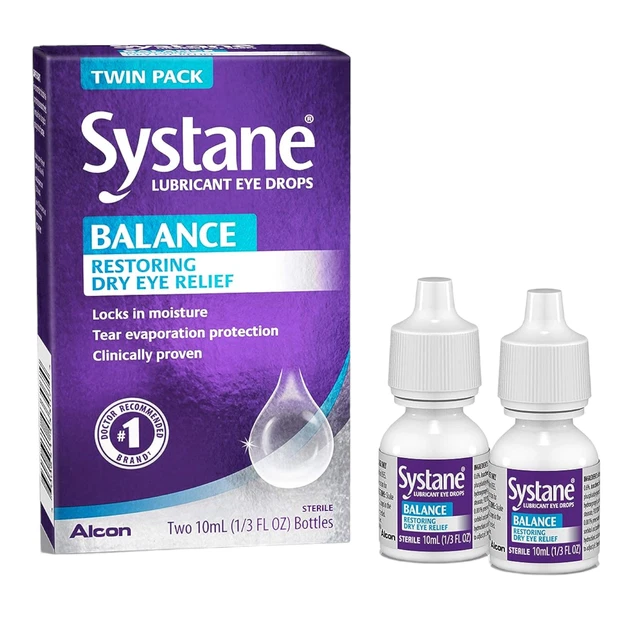 ALCON SYSTANE BALANCE Lubricant Eye Drops Dry Eye Twin Pack 10ml x 2