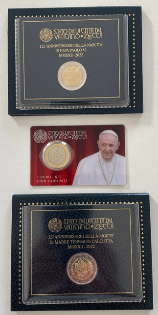 VATICAN 2022 - 2 COFFRETS 2€ BU & COIN CARD 1€ n°1 - MERE THERESA & PAPE PAUL VI