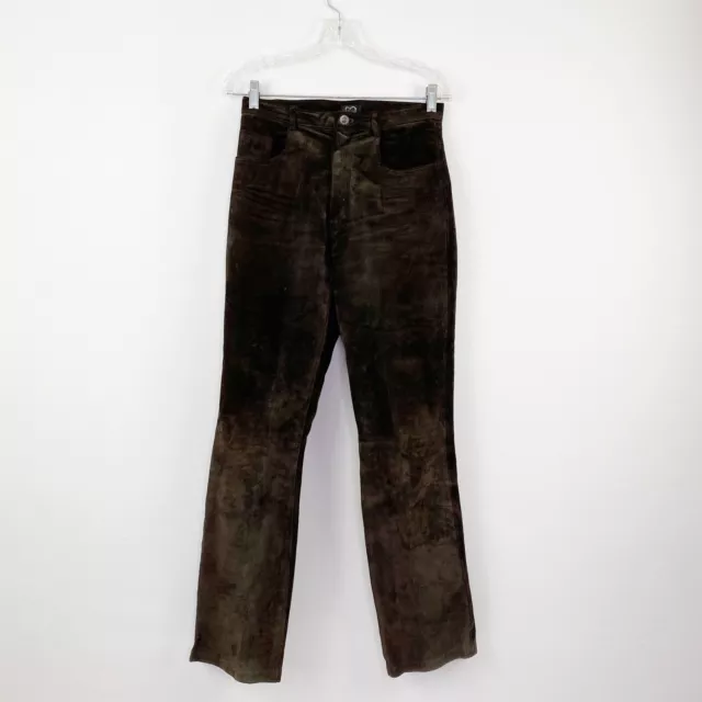 Vintage XOXO Y2K Dark Brown Suede Leather Pants Straight Leg High Rise Size 5