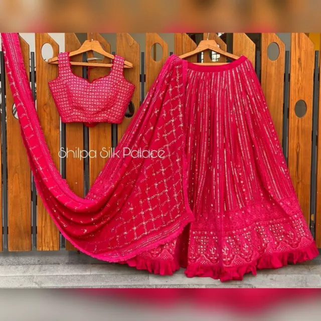 Nuovo Lengha Abbigliamento Bollywood Indiano Festa Matrimonio Pakistano Designer