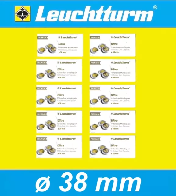 100x Leuchtturm Premium Kapseln Ultra randlos 38mm Ø für Silber Unzen OZ