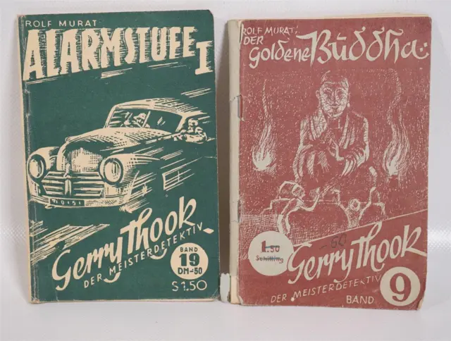 2x Vintage Gerry Thook Band 9 + 19 Rolf Murat Krimi Romanhefte Alarmstufe I usw.