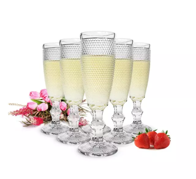 6 Coupes à Champagne 150ml sur Pied Caroline Verres de Prosecco Proseccoglas