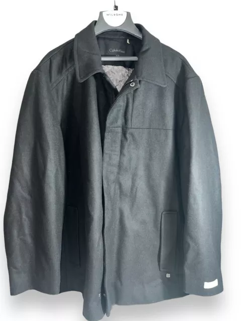 Calvin Klein Double Lined Jacket Men's XXL Full Zip Wool Blend Black Coat NWT