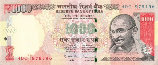 India 1000 Rupees 2012 XF/AU