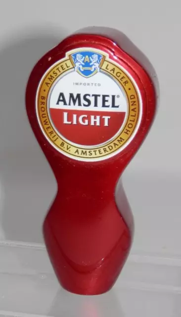 Amstel Light Bar Tap Handle • 4" Red Aluminum Imported Lager Beer