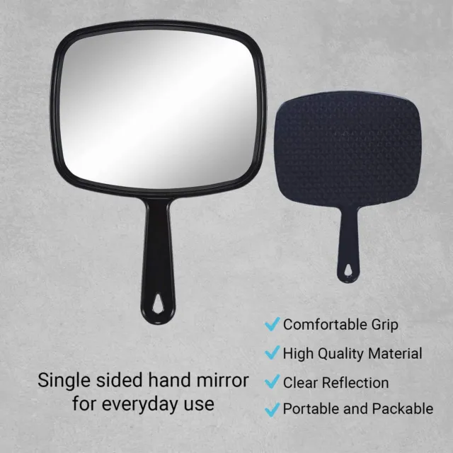 Handheld Shaving Mirror Thin HD View Anti Slip Small Black Handheld Mirror With