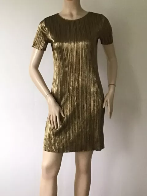 DESIGN LAB for Lord & Taylor Gold Lame Metallic Cocktail Dress (Size S)