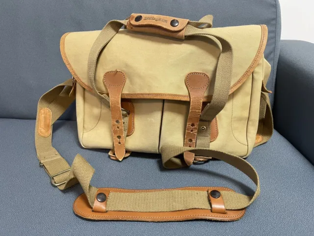Billingham 225 Camera Bag Khaki/Tan Leather. C/w Shoulder Pad