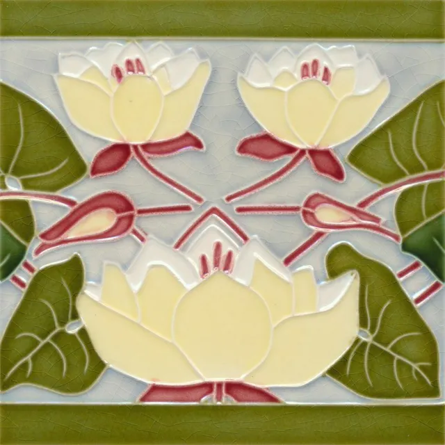German Ceramic Tile Reproduction Art Nouveau Vintage Rare Majolica Mural Set