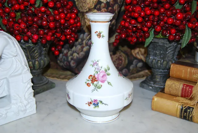 Superb Large Haviland Limoges France Chantilly Flower Decorated Perfume Bottle 2