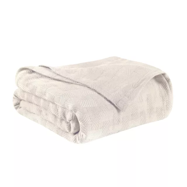 Superior Basketweave All-Season Cotton Blanket, Twin, Ivory