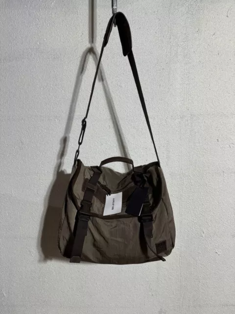 Belstaff Travel Shoulder Bag - Black (NWT) Groveland Dark Sisal Nylon & Suede
