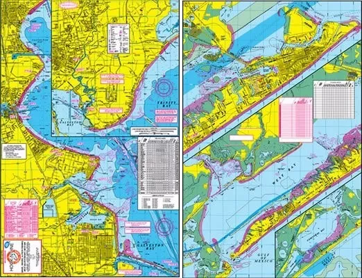 HOOK-N-LINE F103 WADE Fishing Map of West Galveston Bay with GPS numbers  $23.00 - PicClick