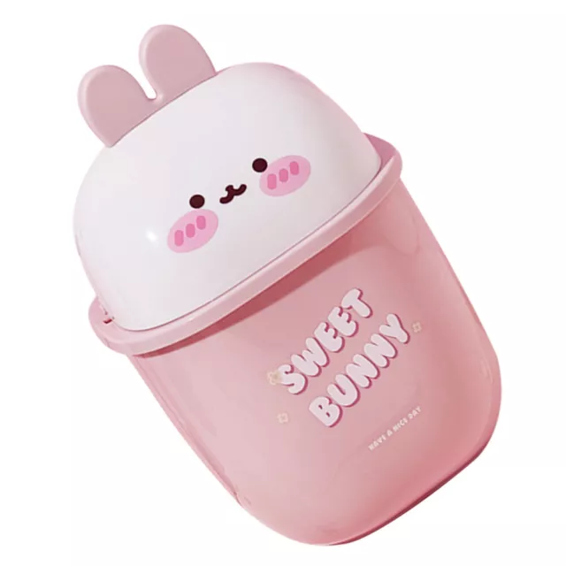 Rabbit Trash Can Animal Waste Basket with Swing Lid Tabletop Garbage Bin Desk