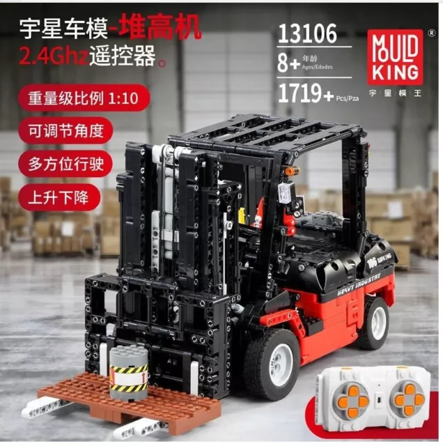 1719Pcs Mould King 13106 Technic APP RC Control Forklift Truck Building Block