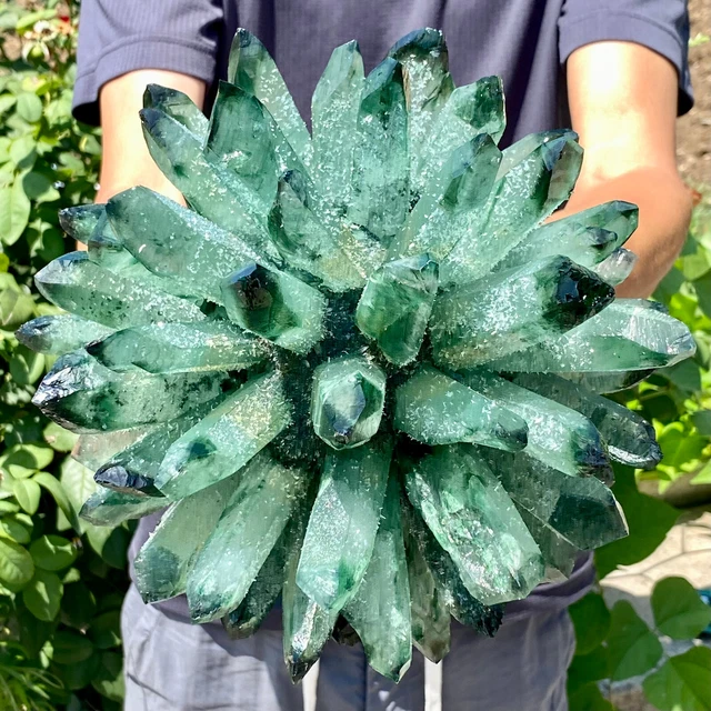 8.7LB New Find green Phantom Quartz Crystal Cluster Mineral Specimen Healing.