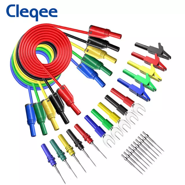 Cleqee Banana Plug Silicone Test Leads 4mm Fully Insulated Safety Shrouded