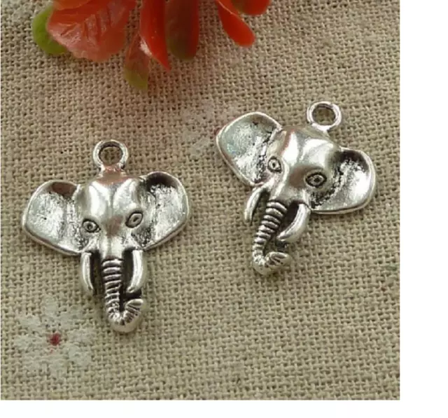 ELEPHANT ANIMAL HEAD  pendant 18" 925 Sterling Silver plated Necklace men women