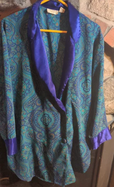 Vintage Victoria’s Secret Gold Label Green Purple Paisley Night Shirt Med