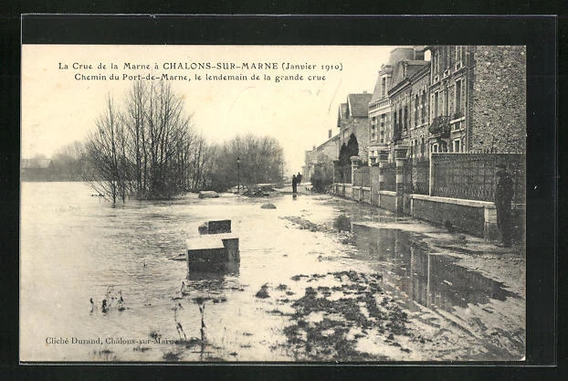 CPA Chalons-sur-Marne, inondation / Crue de la Marne 1910, Chemin du Port-de-Ma