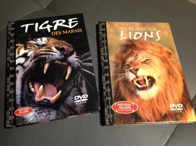 Lot de 2 DVD "TIGRE DES MARAIS" et "VIVRE AVEC LES LIONS"