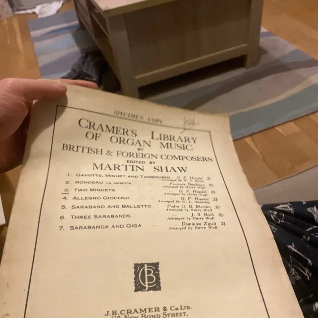 Cramer's Library of Organ Music- Two Minuets from Handel Ariadne &Samson (N21C)