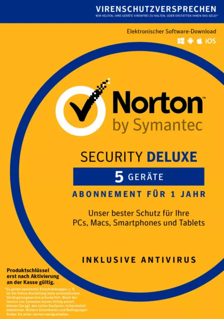 Norton Security Deluxe  - 5 Geräte / PC- 1 Jahr / ESD Key