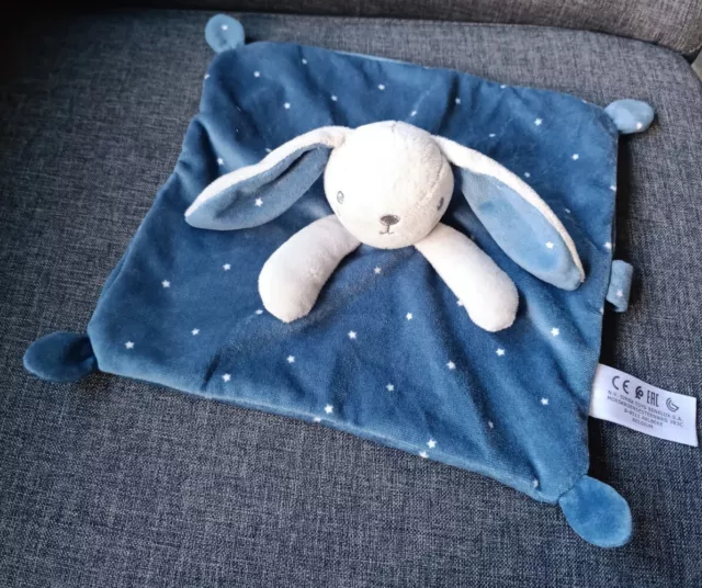 570🌟Doudou Simba Toys Kiabi Lapin Plat DOUX Bleu Nuit Étoiles attache Tétine