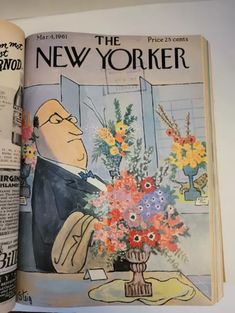 New Yorker Feb-May 1961 Bound Volume #37 13 Issues Peter Arno & Steig Covers Ads