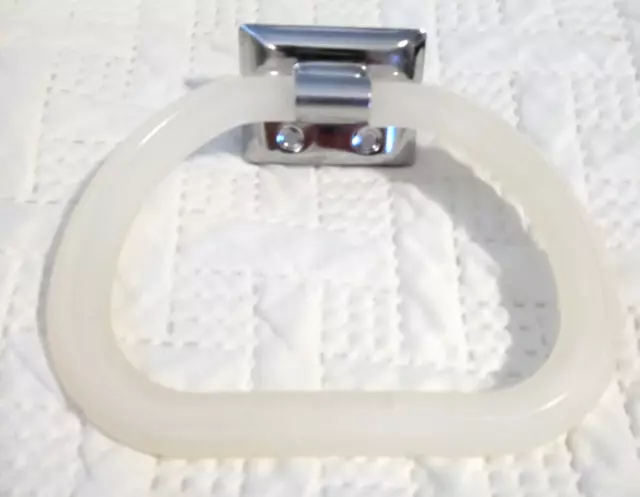 Towel Bar Holder Antique Bone White Milk Glass Wall Mount Art Deco Vintage 1970s