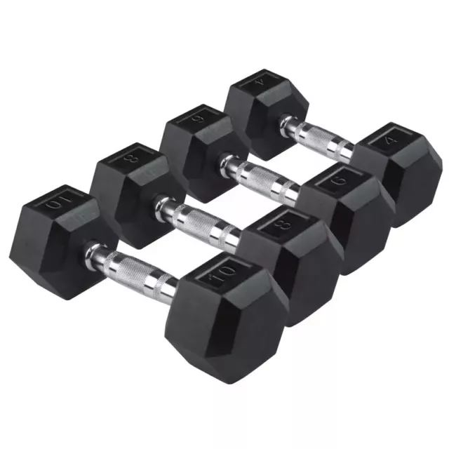 Hex Dumbbells Rubber Encased Cast Iron Home Weights Gym Fitness Sports