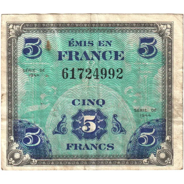 [#635732] France, 5 Francs, Drapeau/France, 1944, TTB, Fayette:17.01, KM:115a