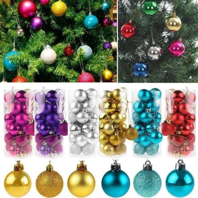 Christmas Baubles Tree Ornament Shiny Glitter Balls Xmas Hanging Decoration 60mm