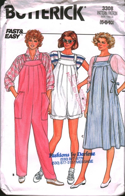 3308 Vintage Butterick Sewing Pattern Misses Maternity Jumpsuit Jumper OOP Sew