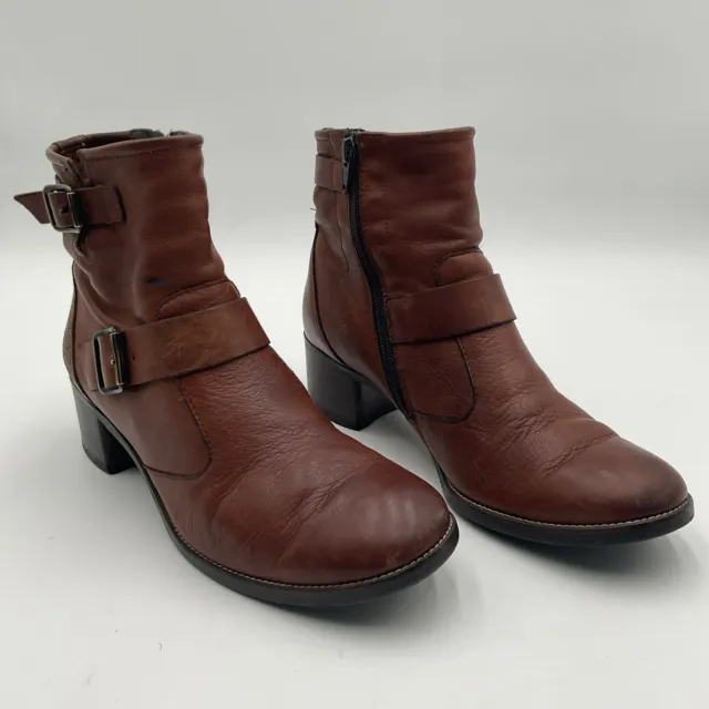 Paul Green Munchen Brown Leather Casual Ankle Boots Austrian 4.5 Women’s US 7