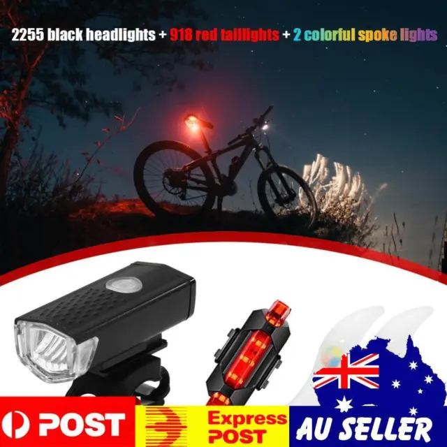 Bicycle Front Tail Lamp Wheel Spoke Lights Set MTB Road Bike Cycling Accessory
