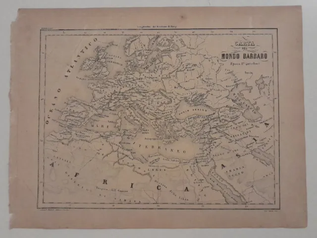 Tavola del Mondo Barbaro Epoca 1a. (400-800)_Originale cartina del Marmocchi