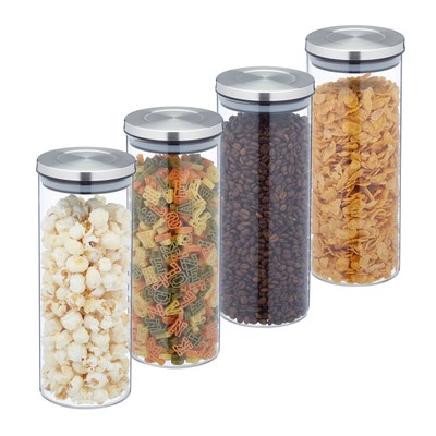 17x10 cm LG Luxury & Grace Set di 2 Barattoli di Vetro 0,9L Contenitori in Vetro Borosilicato con Coperchio in Acciaio Inossidabile 304. 