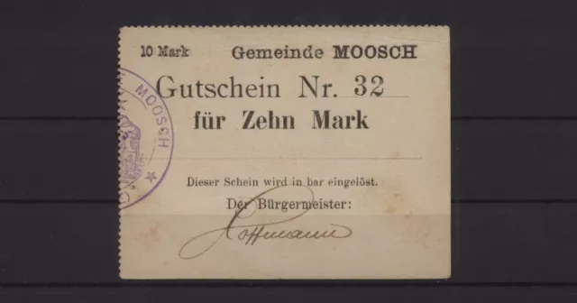 [20633] - NOTGELD MOOSCH (heute: Moosch), Gemeinde, 10 Mark, o. D. (1914), Dießn