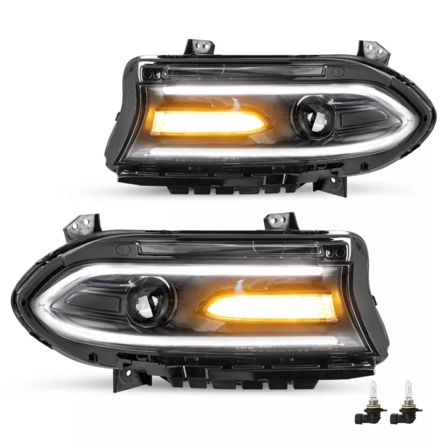 Pair Headlamps For Dodge Charger 2015-2022 Headlights LED DRL Halogen Left+Right